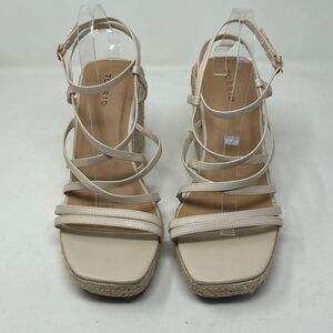 Torrid Laceup Strappy Platform Wedge (WW) Sz 11 Wide Chunky Espadrille Beige